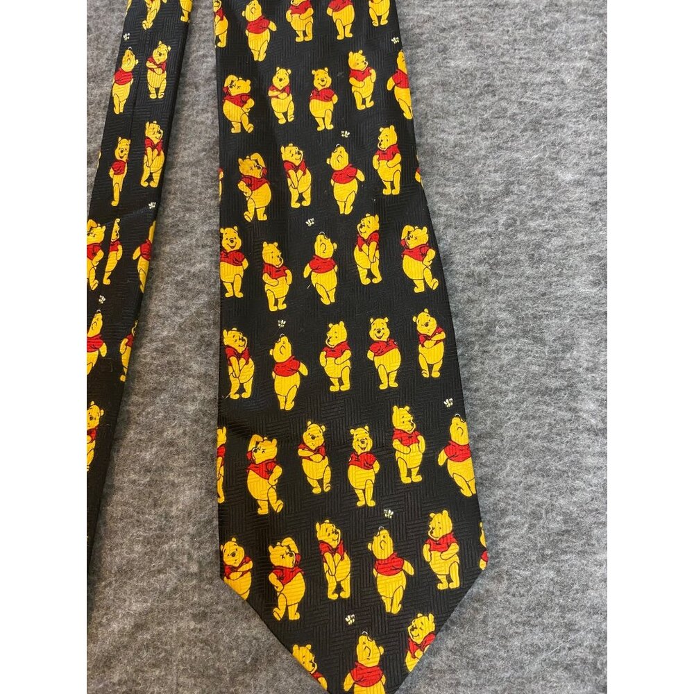 Disney Winnie The Pooh Black Neck Tie Bear Character Print 58" Long Mens